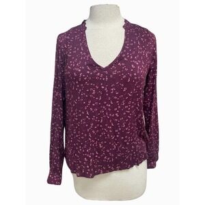 ANTHROPOLOGIE NWT! CLOTH & STONE FLORAL MAUVE BLOUSE SIZE S